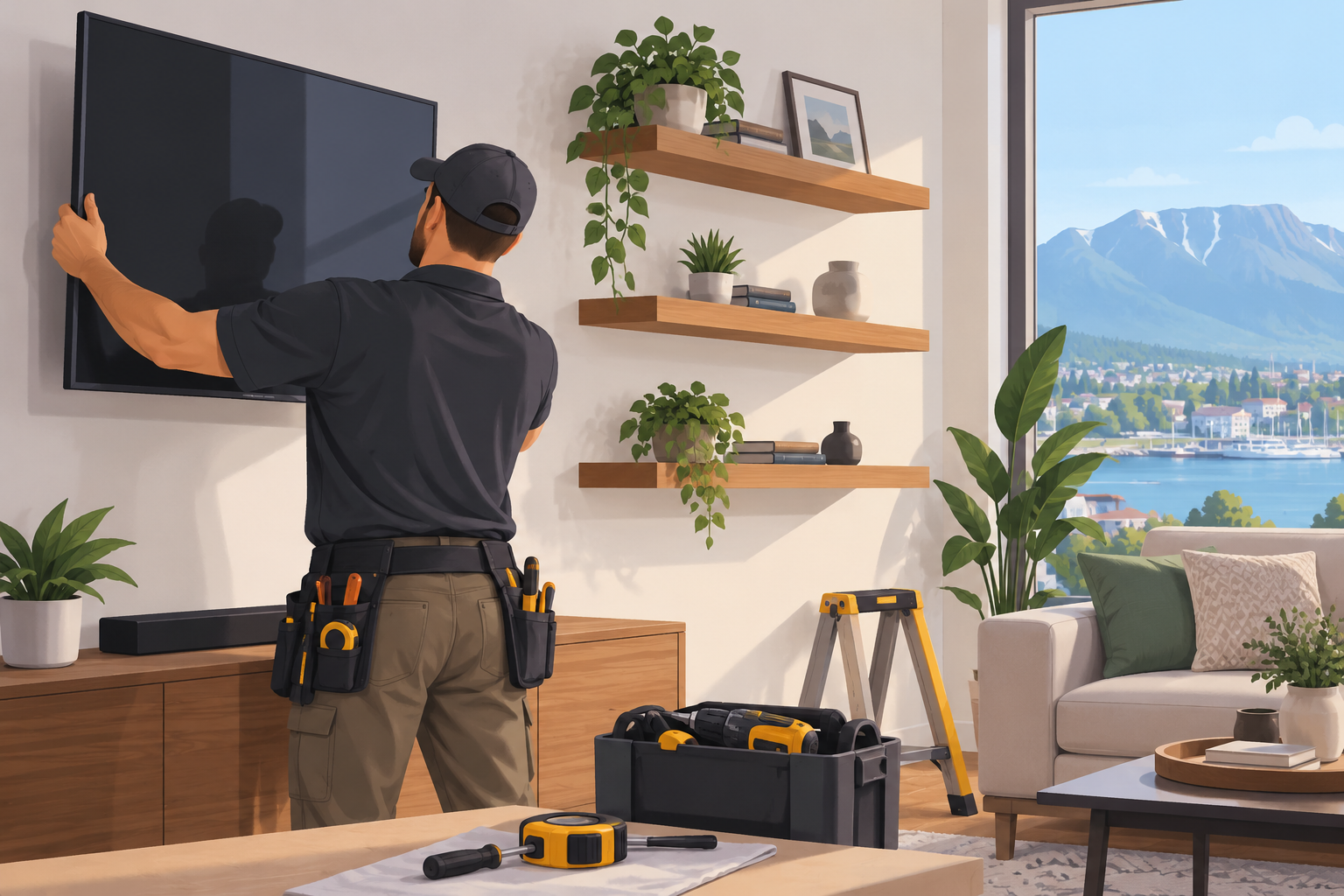 Who Should I Contact to Mount a TV and Install Shelving in Collingwood?