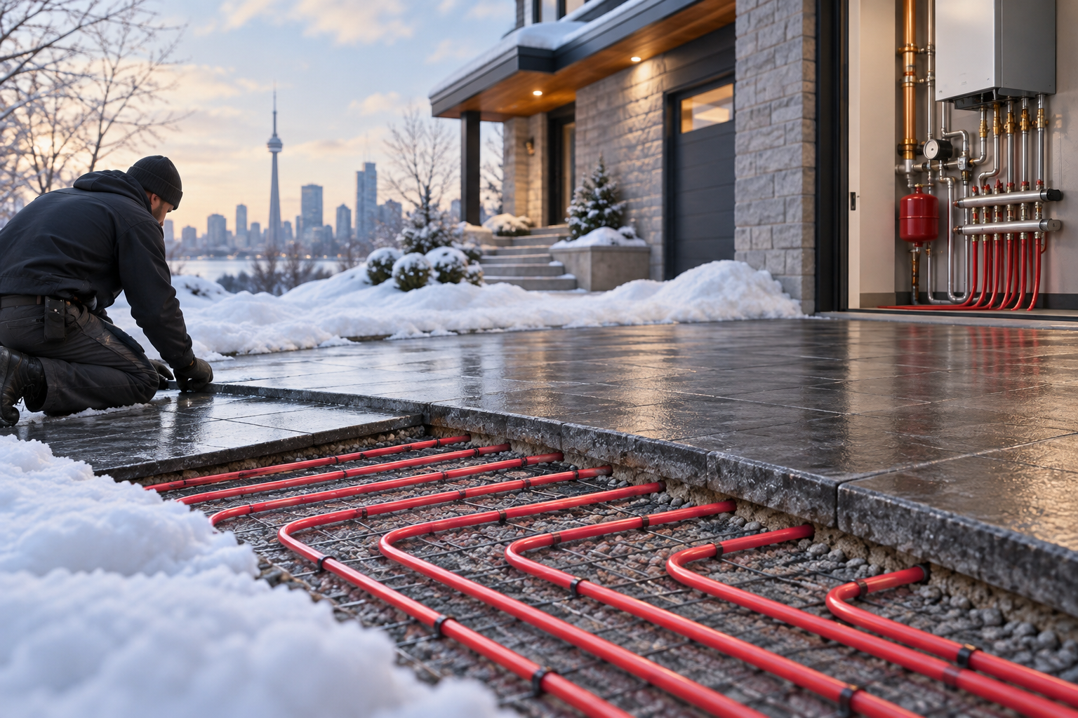 Perruzza Plumbing Designs and Installs Hydronic Snowmelt Systems in Toronto