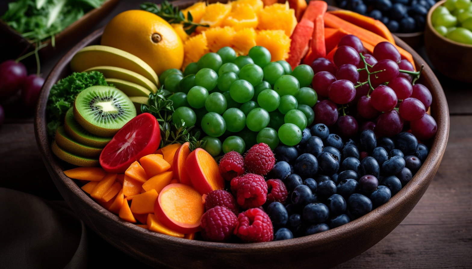 Bowl of fresh, colorful fruit that fuels flexibility