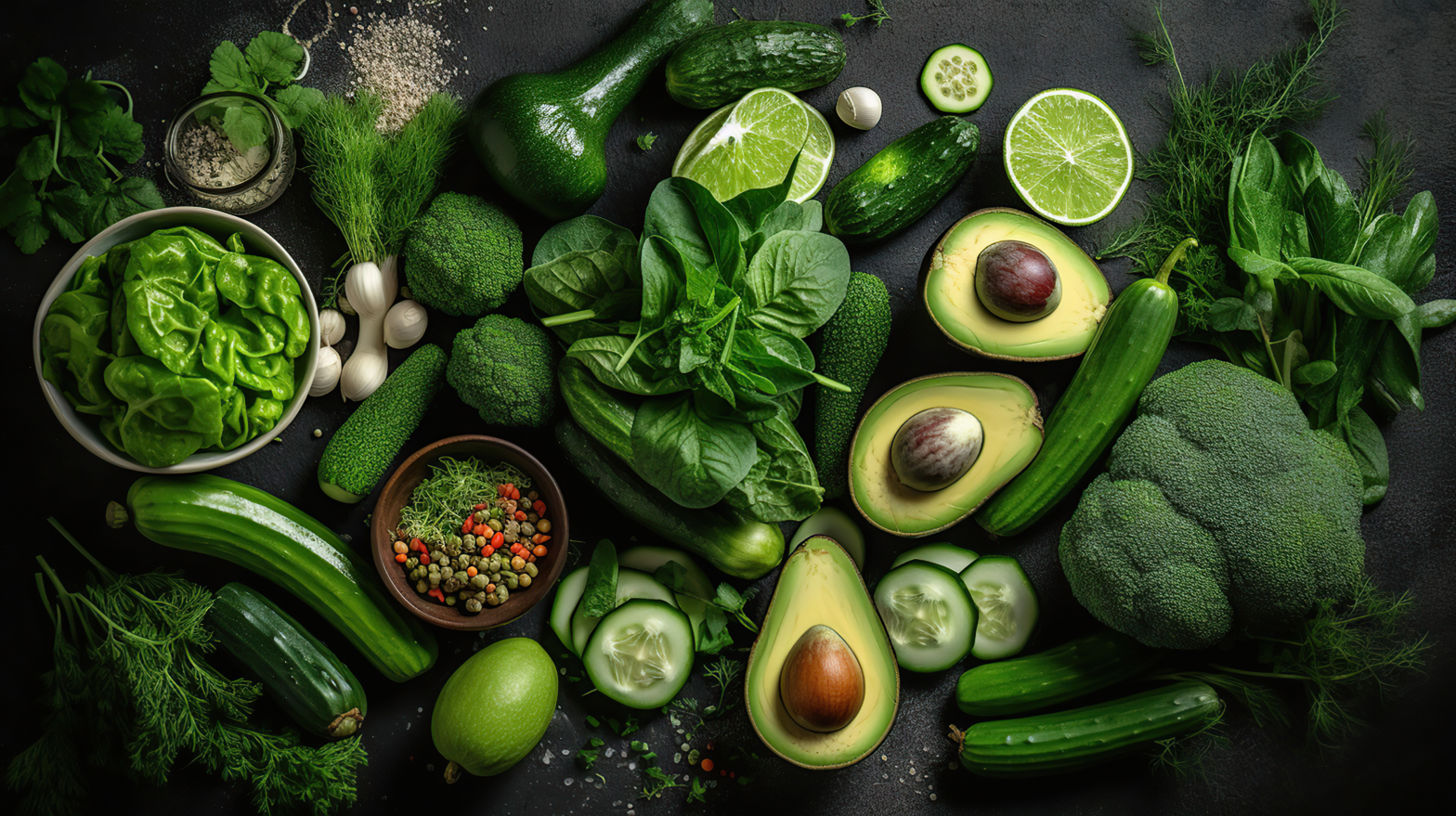 Fresh vegetables, grains and legumes for flexibility