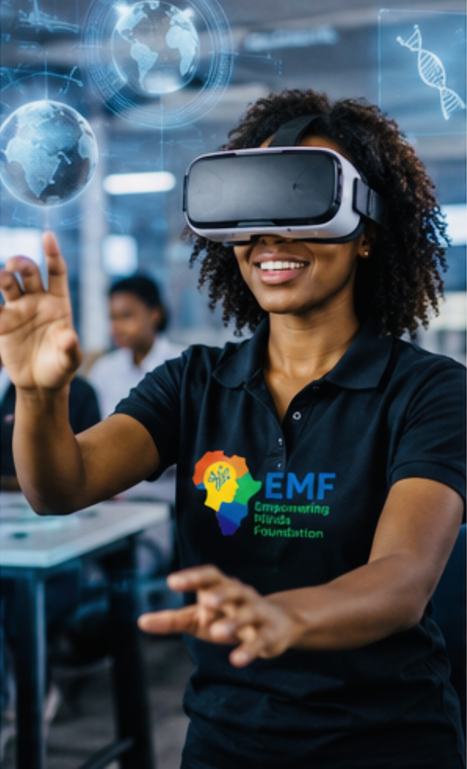 EMF Global student exploring AI and virtual reality technology