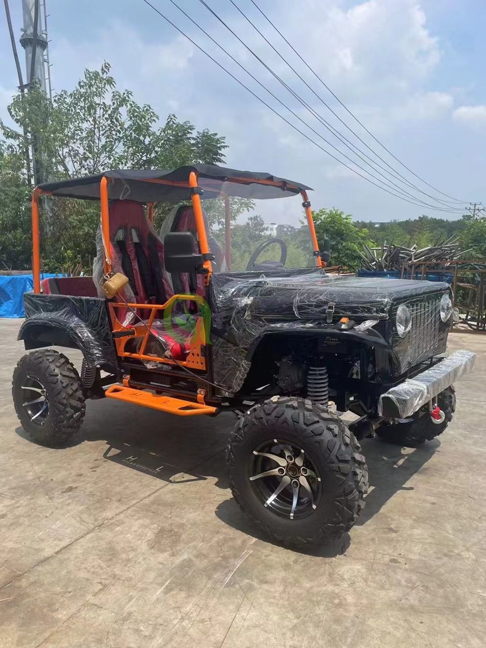 Allen's Adventure Off-Road Jeep β black and orange custom open-body jeep