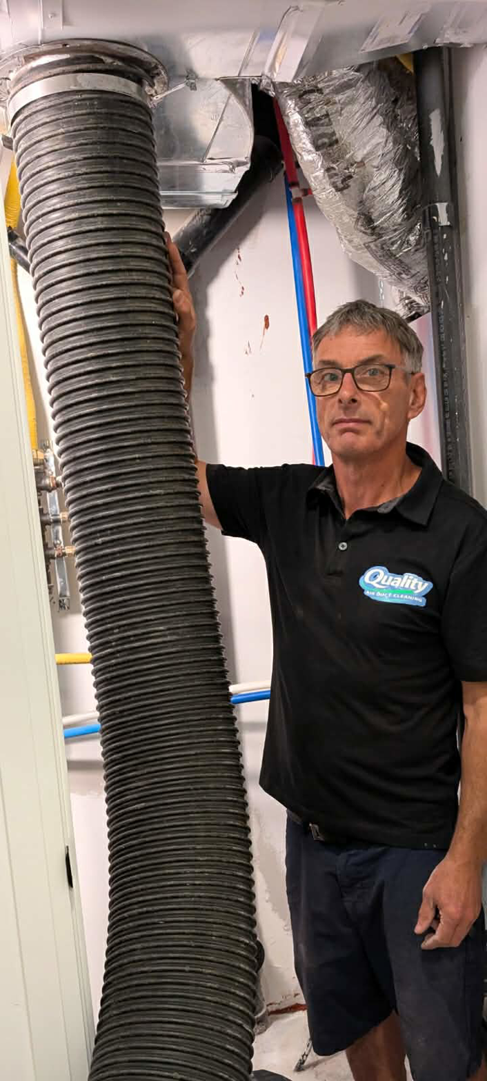 Truck-mounted air duct cleaning equipment with powerful suction for professional residential duct cleaning